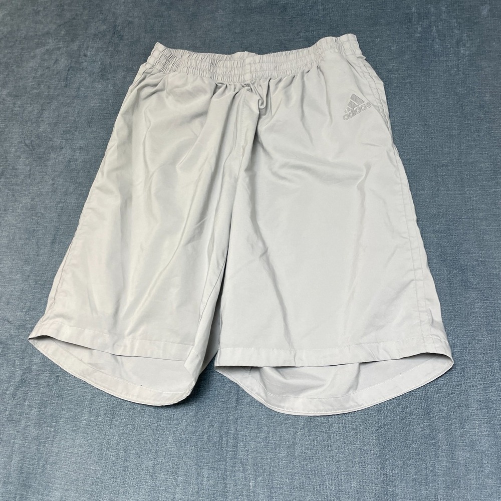 Adidas Training Shorts Men 27 Gray Logo Elastic Waist Running Sports Performance - Picture 4 of 8